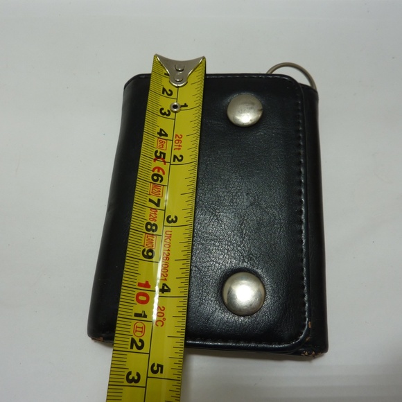 Mens Black Leather Trifold Wallet ID Window Credit Card Case Holder KEYCHAIN - Picture 2 of 10